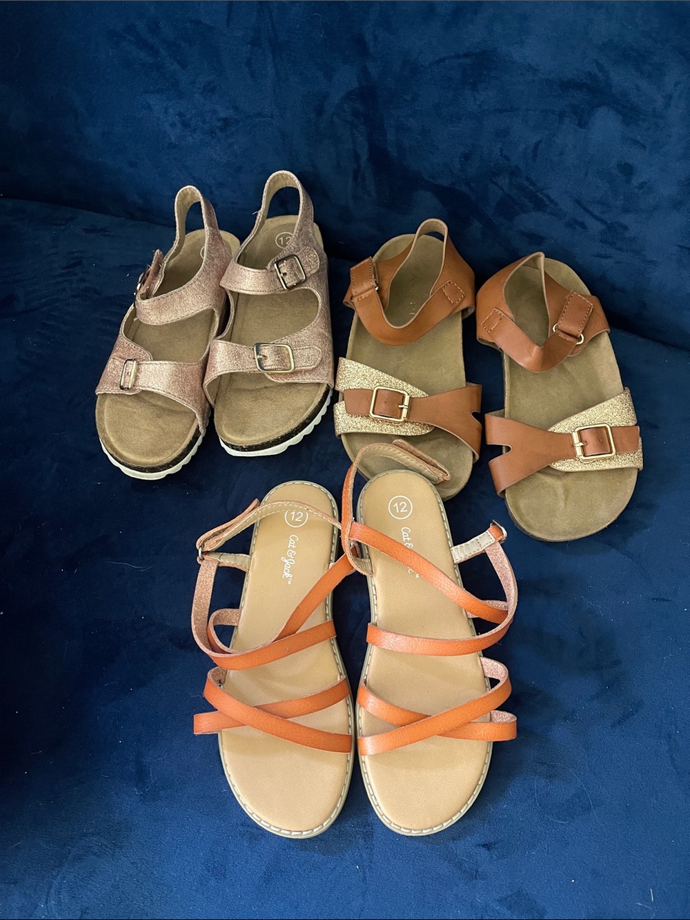 Bundle! Kids Strappy Sandals in Tan, Brown, and Rose Gold - Size 12 and 13